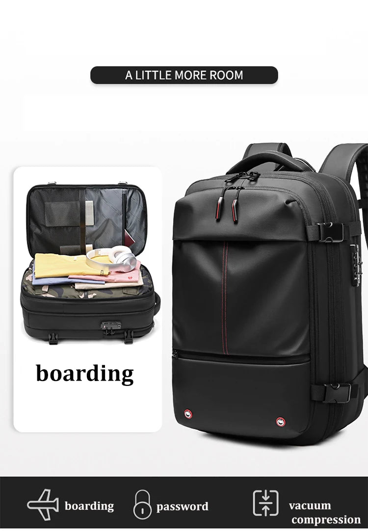 Men Travel Backpack with vacuum compression 17" Laptop Backpack