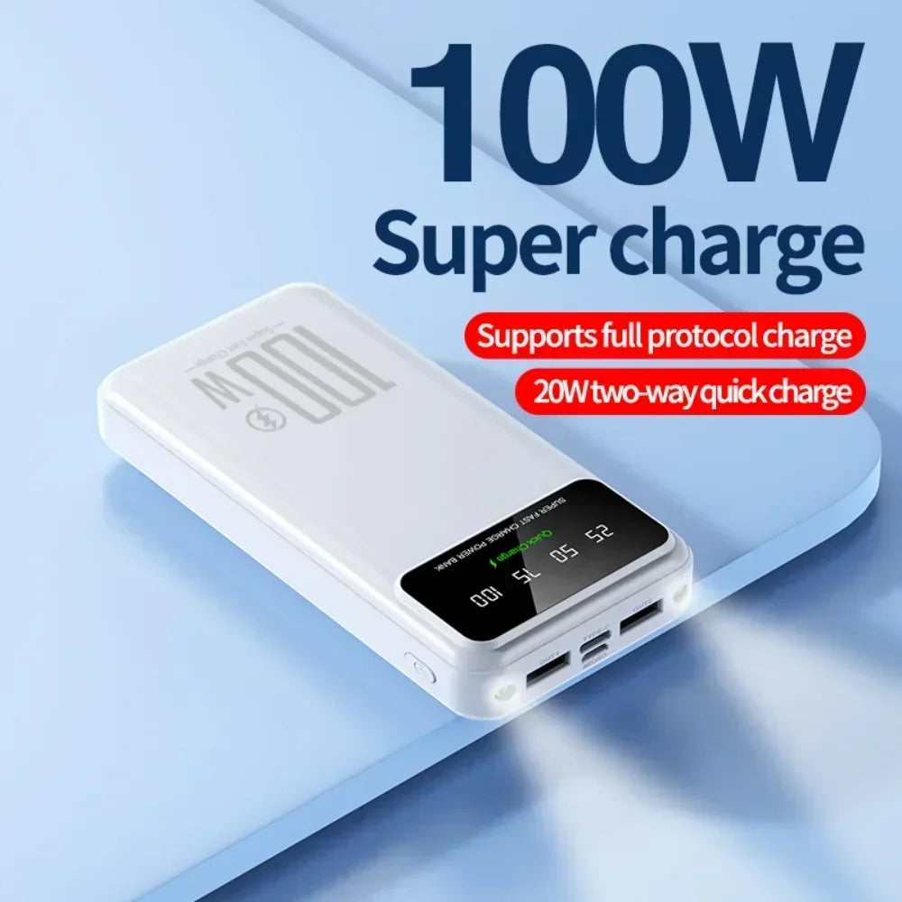 100W Super Fast Charging Power Bank 30000mAh with LED Ligh for Apple & Android