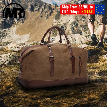 MARKROYAL Canvas Leather Men Carry On Luggage Bag