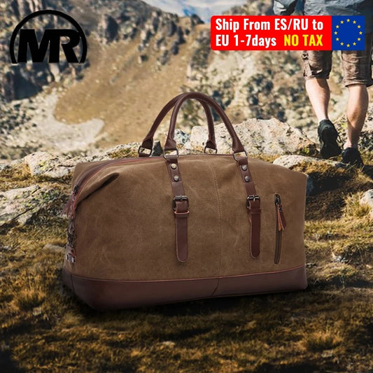 MARKROYAL Canvas Leather Men Carry On Luggage Bag