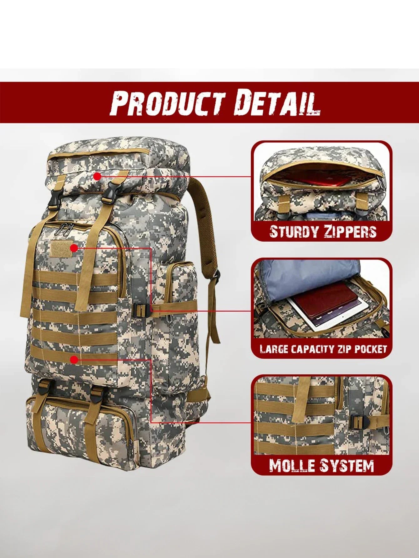 80L/100L Trekking Bag Large Capacity for Outdoors Hiking & Camping