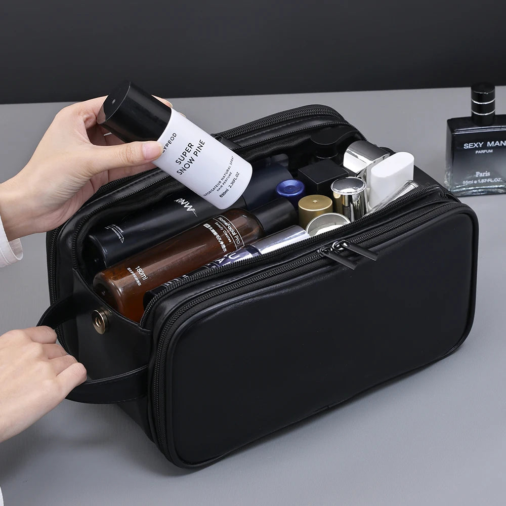 Multi Pockets Leather Toiletry Bag