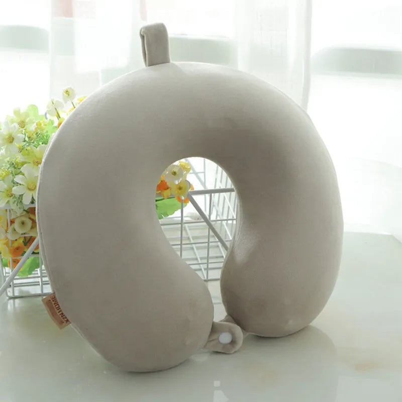 Polyester Solid Color Memory Foam Memory Pillow U-shaped Pillow Soft Comfortable Travel Neck Office Nap Pillow