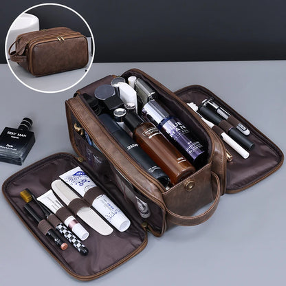 Multi Pockets Leather Toiletry Bag