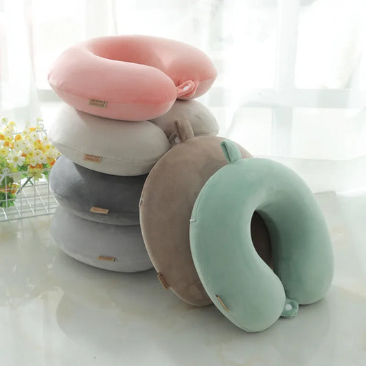 Polyester Solid Color Memory Foam Memory Pillow U-shaped Pillow Soft Comfortable Travel Neck Office Nap Pillow