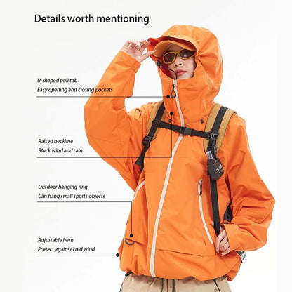Waterproof Hiking Jacket Unisex With Hoodie
