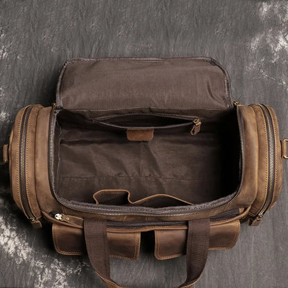 LUOKIR Genuine Leather Men's Shoulder Duffle Bag