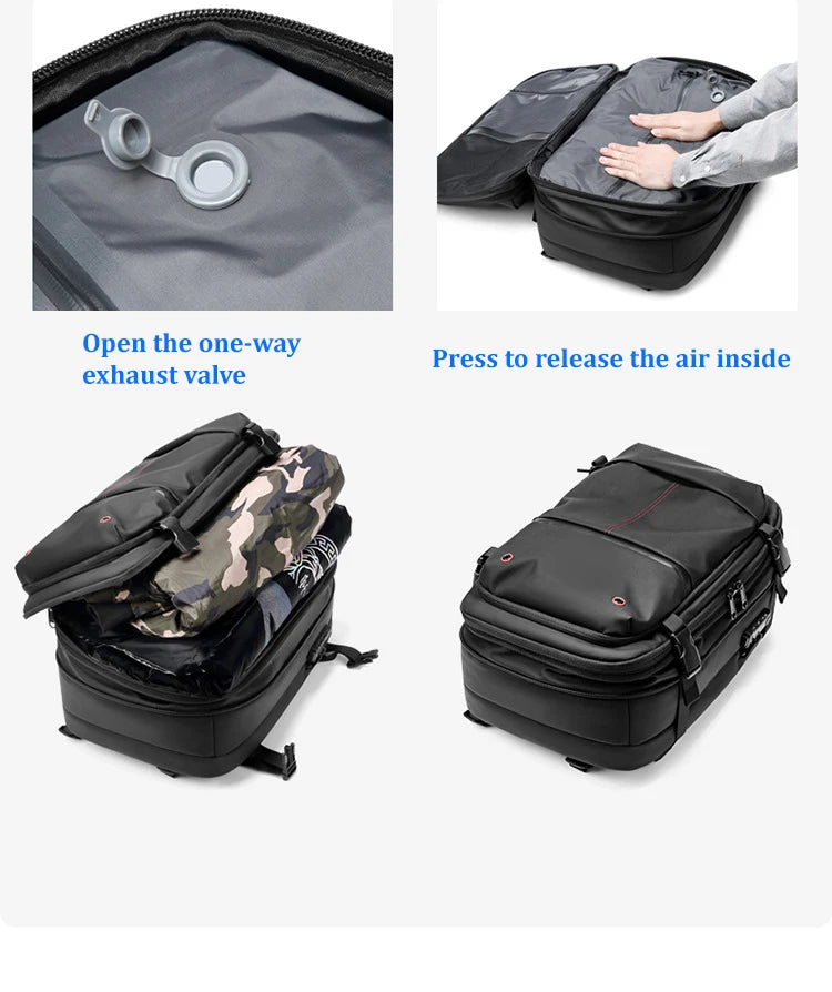 Men Travel Backpack with vacuum compression 17" Laptop Backpack