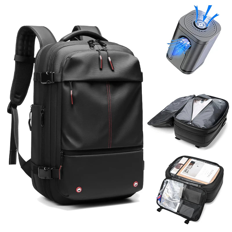 Men Travel Backpack with vacuum compression 17" Laptop Backpack