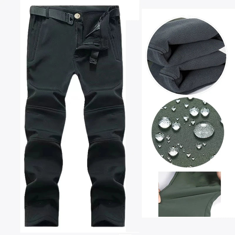 Men's Winter SoftShell Fleece Waterproof Jackets Male Hood Coats For Fishin/Hiking/Camping