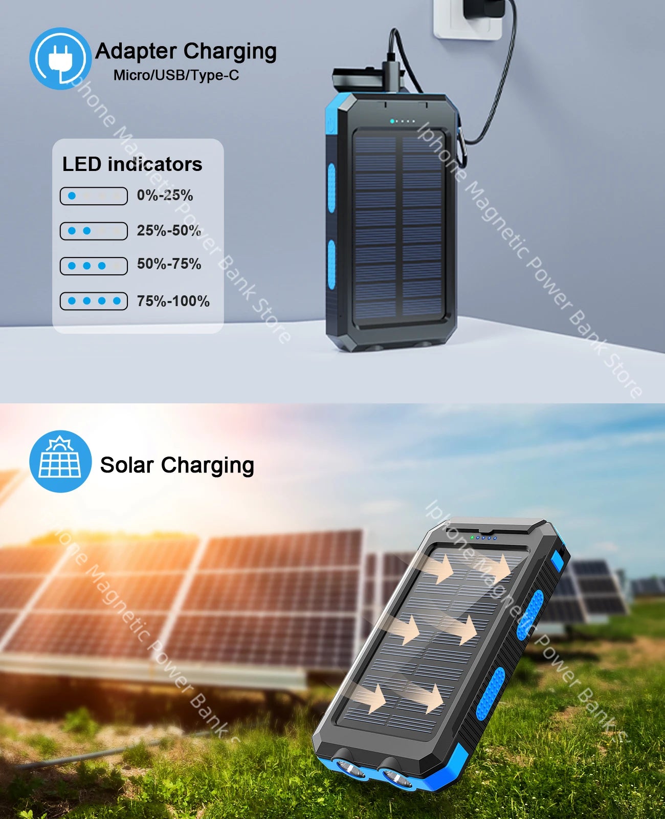 50000mAh Power Bank Waterproof Large Capacity Fast Charging