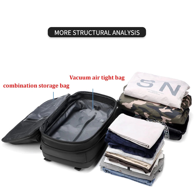 Men Travel Backpack with vacuum compression 17" Laptop Backpack