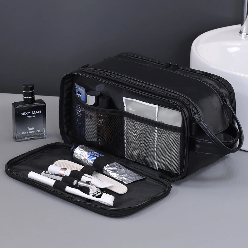 Multi Pockets Leather Toiletry Bag