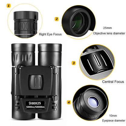900x25 HD Zoom Portable Powerful Binoculars Long Range BAK4