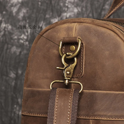 LUOKIR Genuine Leather Men's Shoulder Duffle Bag