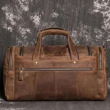 LUOKIR Genuine Leather Men's Shoulder Duffle Bag