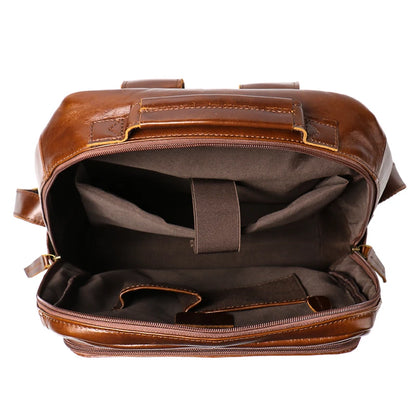 Vintage Cowhide Leather Backpack – Unisex 15'' Laptop Travel Bag